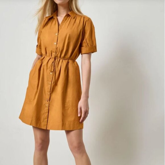 Lilla P Dresses & Skirts - Lilla P Shirred Sleeve Shirt Dress in Marmalade Color